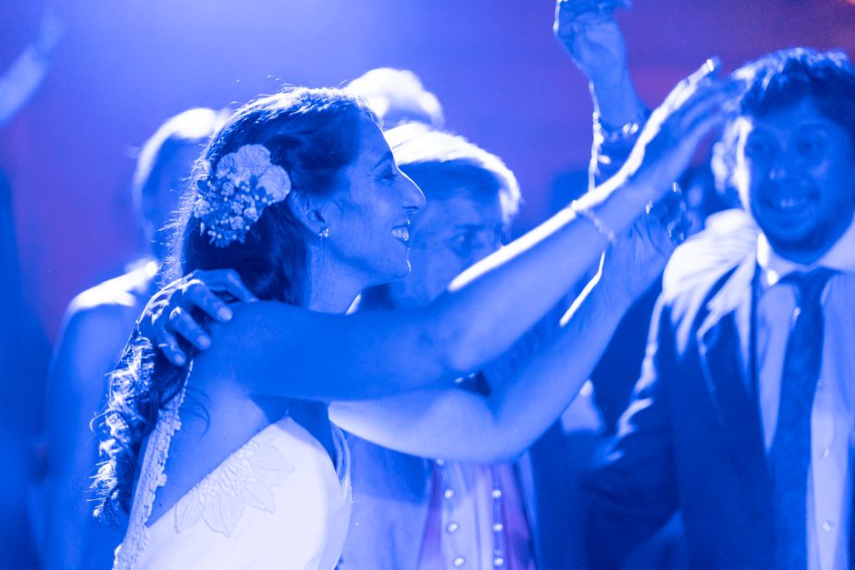 Bride and groom dancing at wedding reception